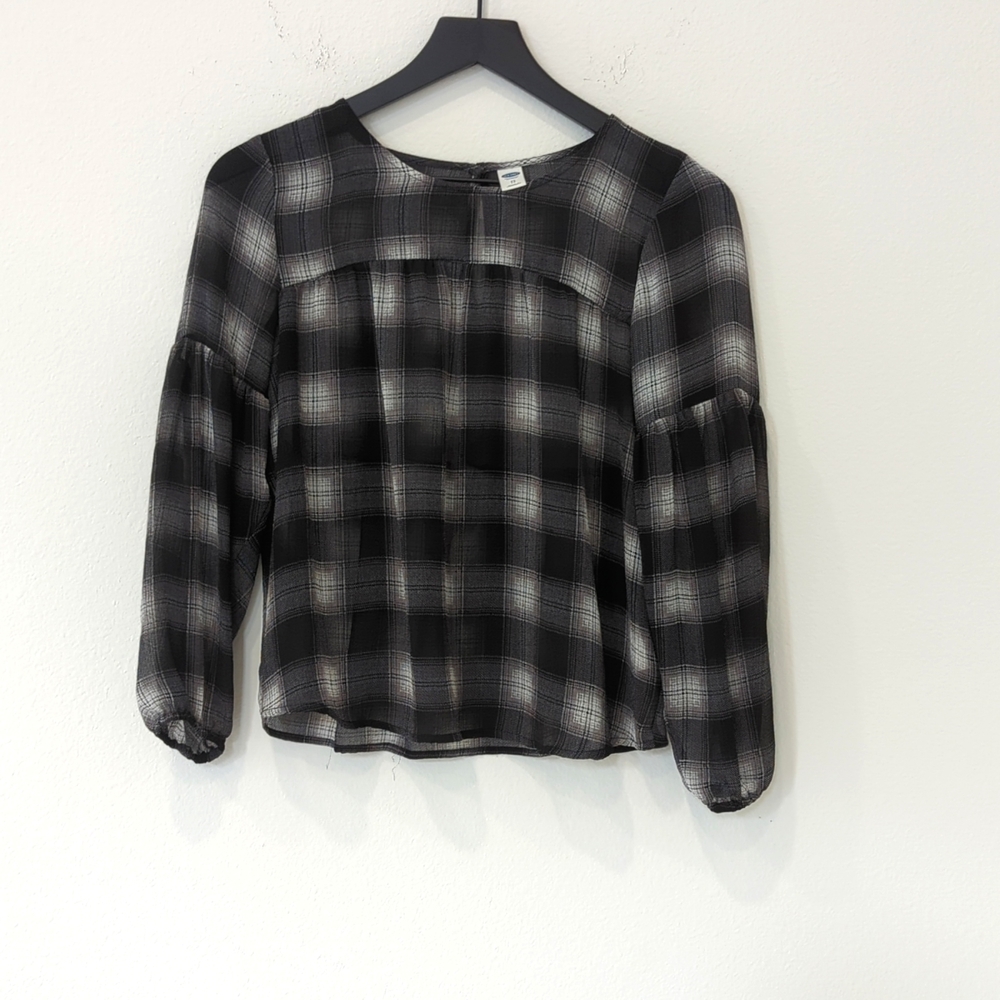 Plaid peasant top Sz XS